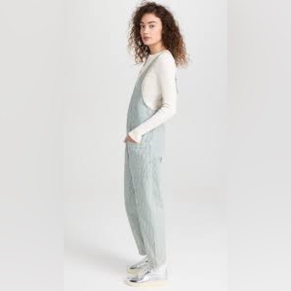 Free People Intown Mint Striped Jumpsuit Size Small NWT - Picture 2 of 7